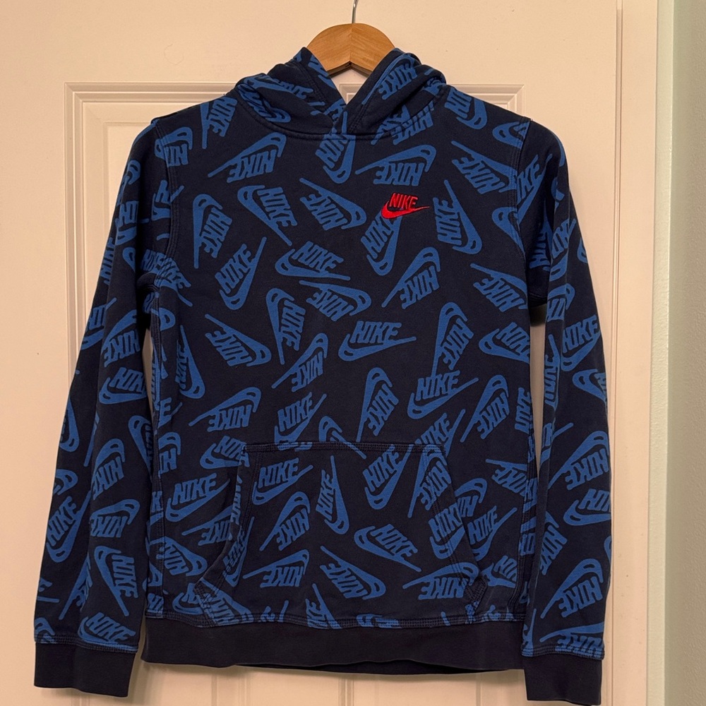 Nike Kid’s Black and Blue Logo Hoodie